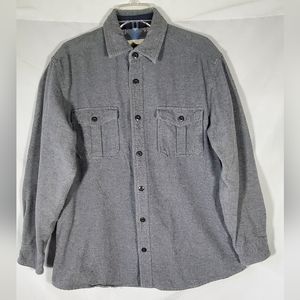 DAKOTA GRIZZLY GREY THICK COTTON HEAVY FLANNEL SHIRT BUTTON UP RUGGED